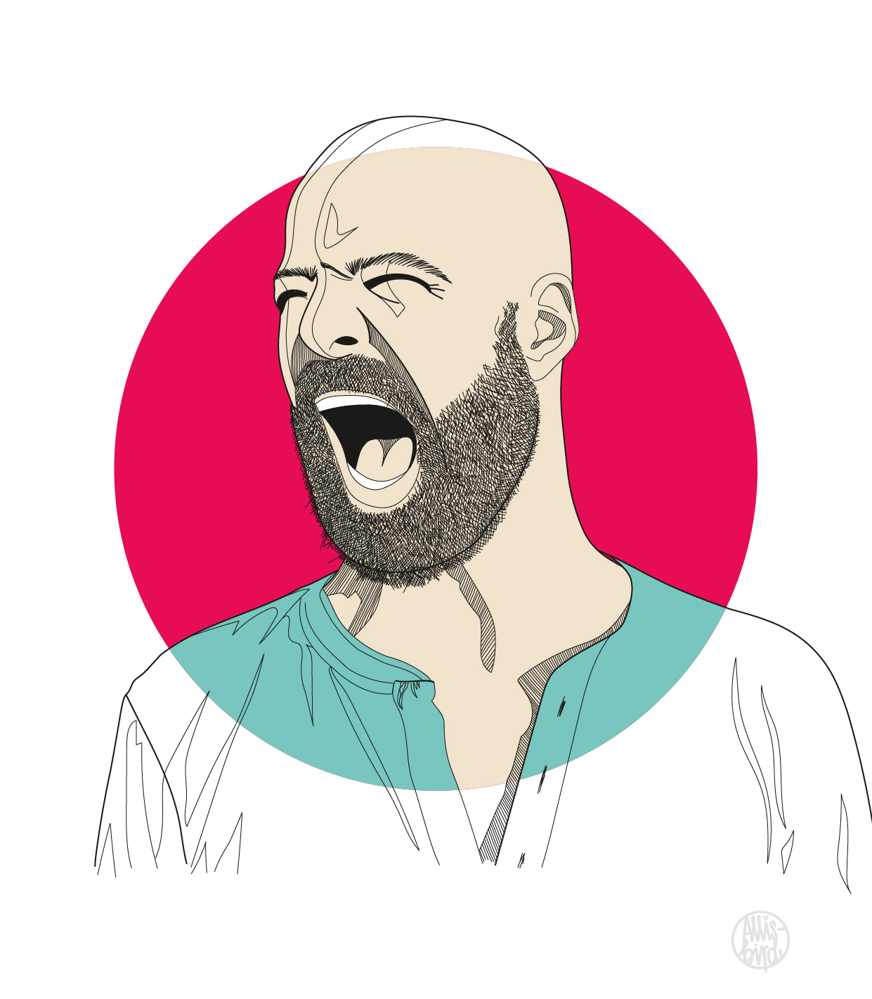 portrait-illustration-grafikdesign-Curse Porträt Illustration Michael Kurt aka Curse